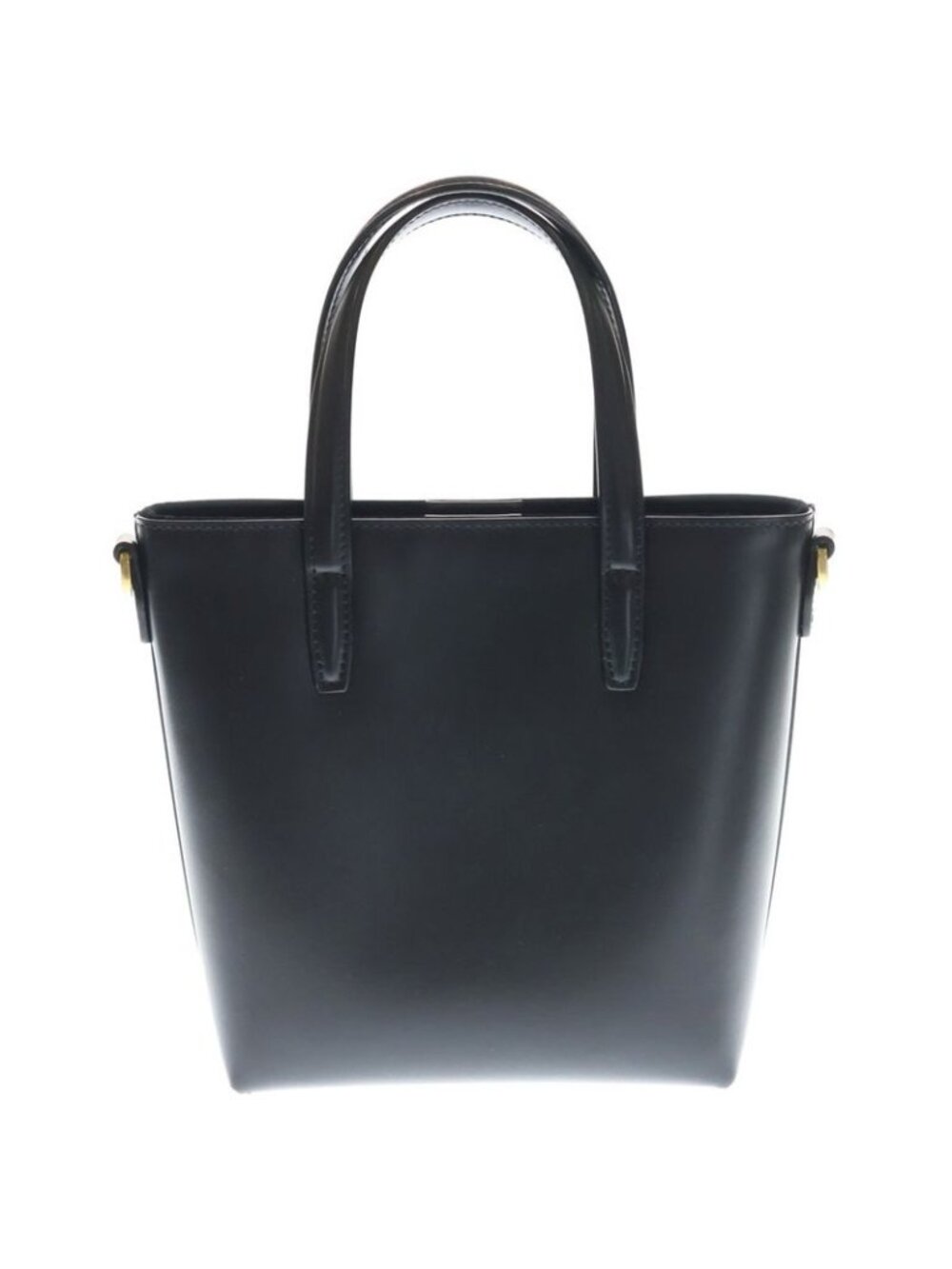 Saint Laurent Yves Mini Toy 2-Way Tote Shoulder Bag Black Leather Gold - Picture 2 of 6